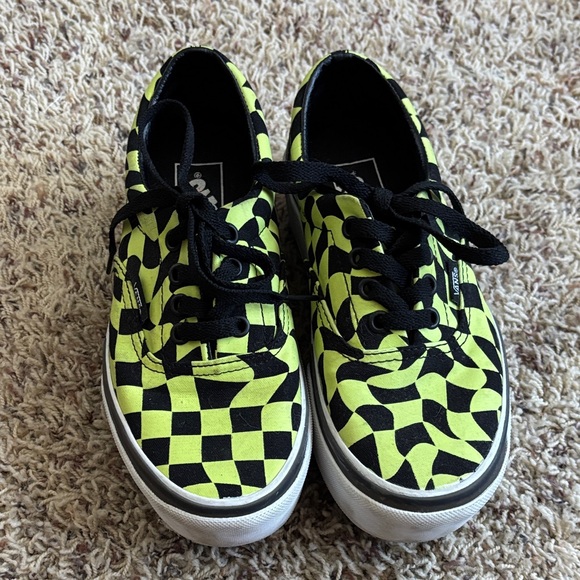 Vans Shoes - Vans Sneakers - Black and Neon Yellow Checkered